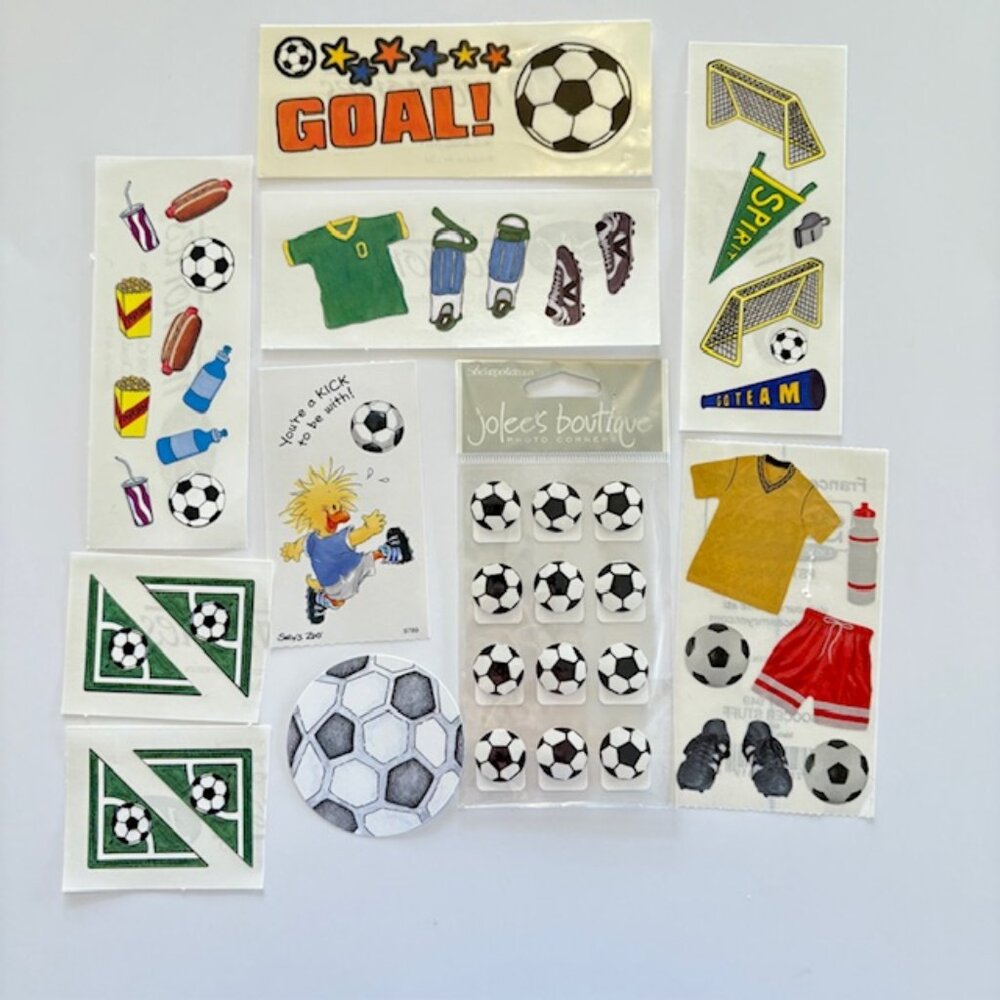 Soccer Scrapbook Stickers Diecuts Crafting Junk Journaling Vintage